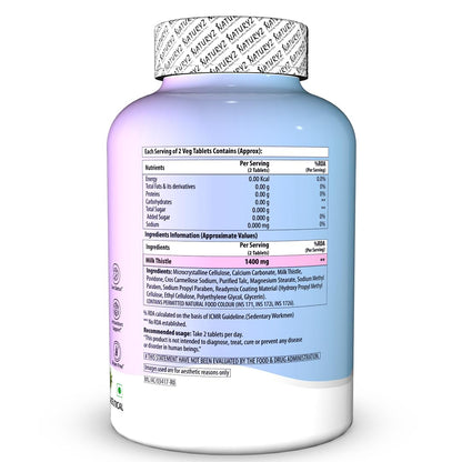 NATURYZ Extra Strength Milk Thistle 1400mg Liver detox supplement | Supports Liver Health & Natural Detox | Standardized for Silymarin | Maintain Liver Function & Antioxidant Balance | 60 Veg Tablets
