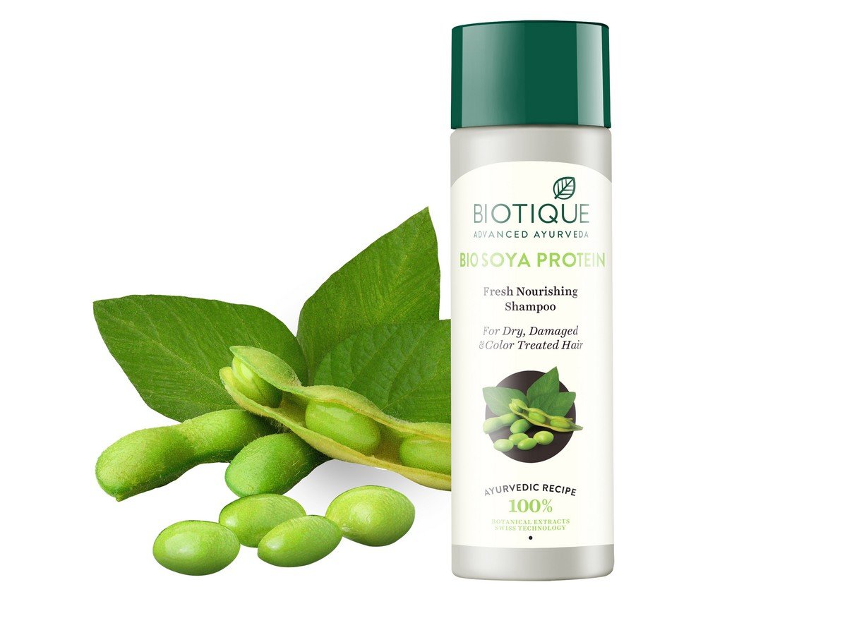 Biotique Bio Green Apple Fresh Daily Purifying Shampoo and Conditioner for Oily Scalp and Hair, 180m & Biotique Bio Soya Protein Fresh Nourishing Shampoo, 190ml