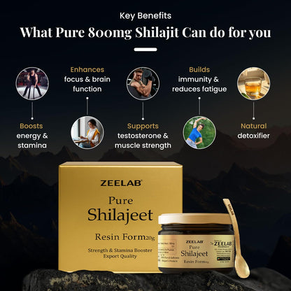 Zeelab Shilajit Pure Resin 20gm | 100% Pure Himalayan Shudh Shilajeet | Natural Source of Fulvic Acid & Minerals | Supports Energy, Stamina, Strength & Vitalityâ€“ 20gm