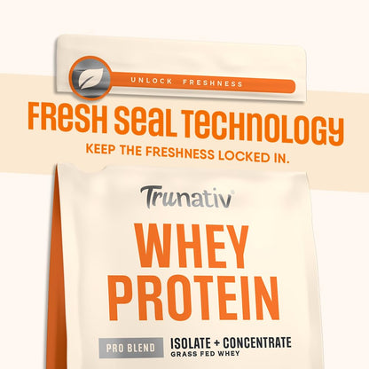 Trunativ Pro Blend Whey Protein Powder Isolate & Concentrate | 100% Light & Clean Protein Powder | 26g Protein | 6g BCAA | 12.52g EAA | No added sugar | Kesar Badam 2lbs (907g).