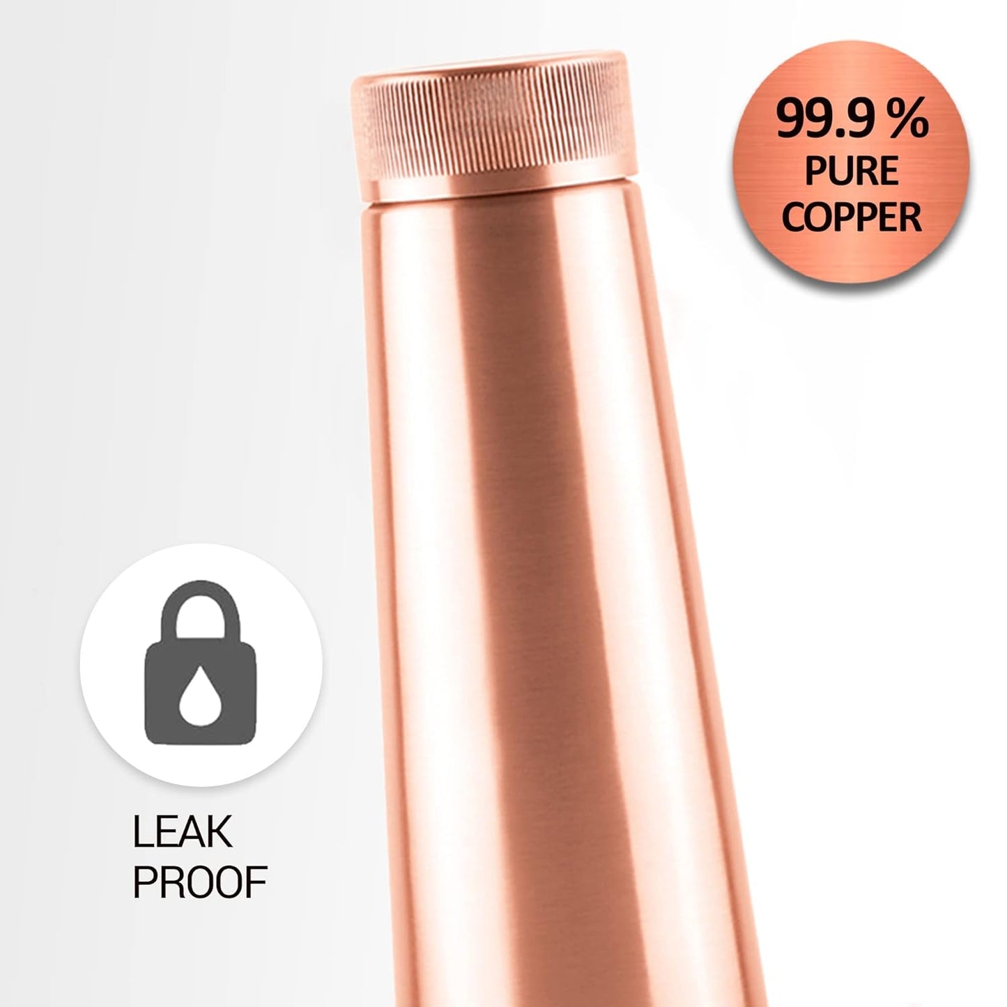 MILTON Copper Delight 1000 Bottle, Lacquer Coating, Curved bottle,100% Pure Copper, BPA Free, Leak Proof, Office Bottle, Boosts Immunity, Supports Digestive & Liver Health, Ayurveda Inspired