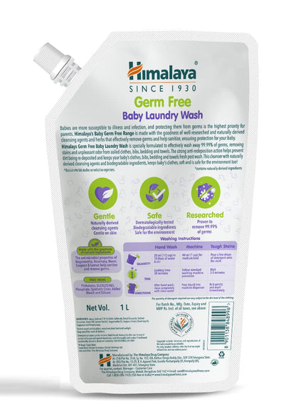 Himalaya Germ Free Baby Laundry Detergent Liquid 1 L (Refill Pouch) | Plant Based Cleansers & Biodegradable Ingredients | Dermatologically Tested