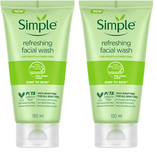 Simple Kind To Skin Refreshing Facial Wash 150 ml (Pack of 2)