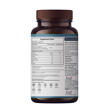 Miduty Palak Notes Ashwagandha 3X (500 mg) Supplement - KSM 66 Ashwagandha - Triple Strength Formula - For Mood Stability - Focus, Strength and Stress - 60 Veg Capsules
