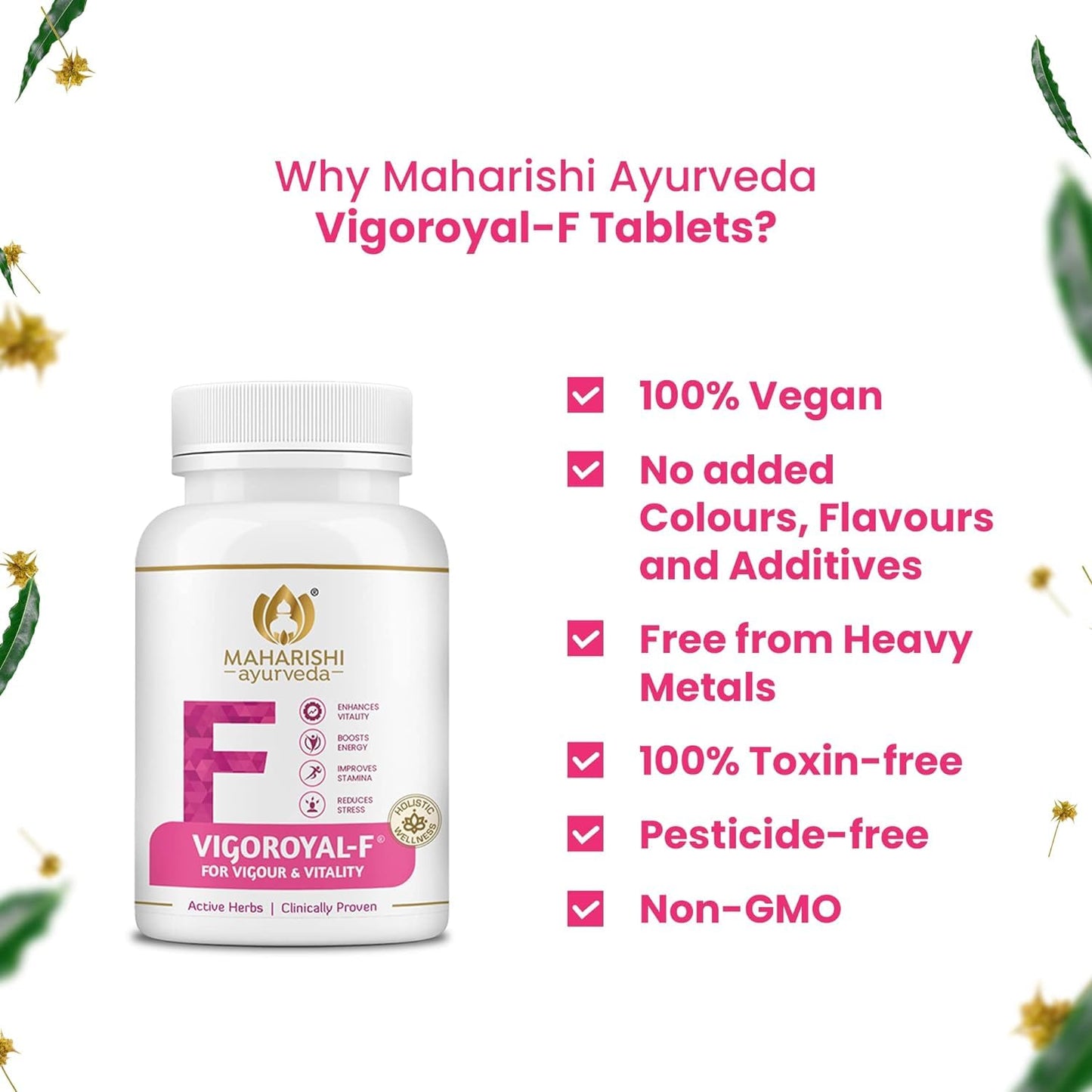 Maharishi Ayurveda Vigoroyal F - Ayurvedic Revitaliser for Women | Supports Reproductive Health| Made with Time-tested Herbs | 60 Tablets