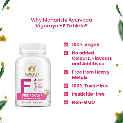 Maharishi Ayurveda Vigoroyal F - Ayurvedic Revitaliser for Women | Supports Reproductive Health| Made with Time-tested Herbs | 60 Tablets