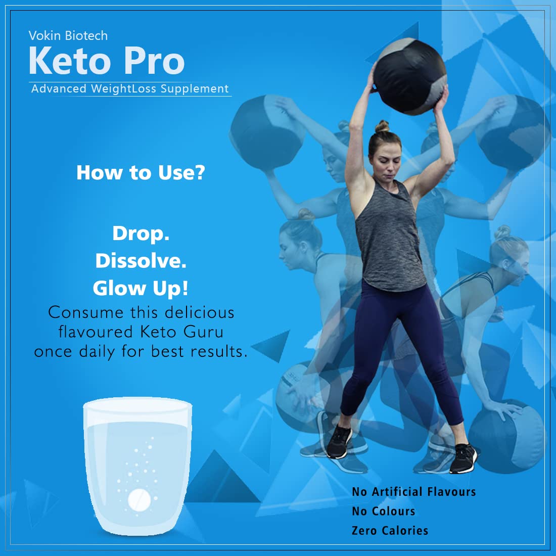 Vokin Biotech Keto Pro for Weight Loss with Effervescent Water Soluble (20 Tablets)