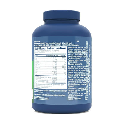 GNC 1500 MG Triple Strength Fish Oil Omega 3 Capsules for Men & Women | 60 Softgels | 900mg (540 MG EPA & 360 MG DHA) | Improves Memory | Protects Vision | No Fishy Aftertaste
