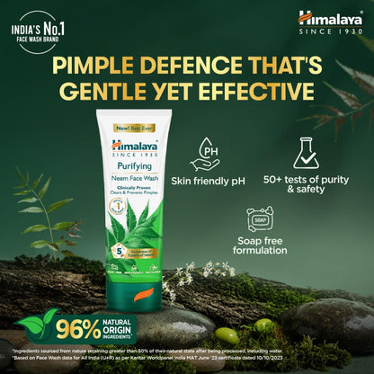 Himalaya Purifying Neem Face Wash, 150 ml | Soap Free | Paraben, Phthalates free | Best for Acne Prone Skin | Eliminates Pimples