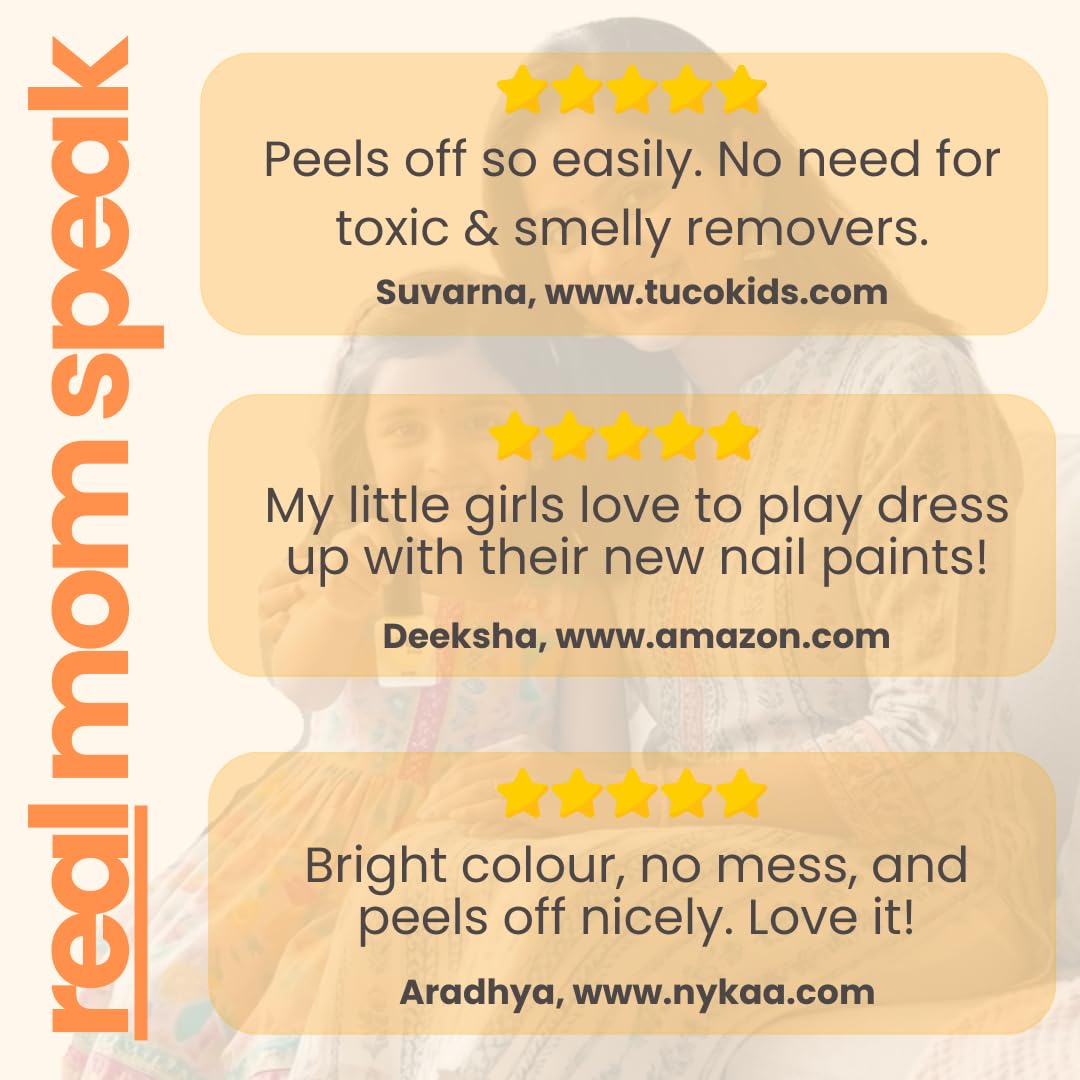 TucoÂ® Kids Water Based Safe Nail Polish for girls | Easy to Peel Off, Non Toxic, Natural & Safe for Kids | Play Safe with Chemical Free Nails for Daughters | Pack of 1x5ml | Orange