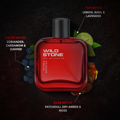 Wild Stone Ultra Sensual Perfume Spray for Men, 100ml, A Sensory Treat for Casual Encounters, Aromatic Blend of Masculine Fragrances