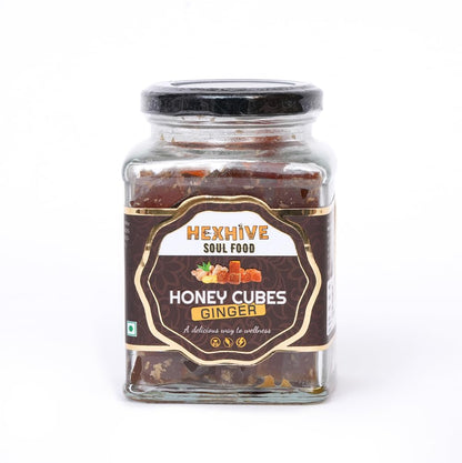 Hexhive Ginger Honey Cubes | Pure Honey with Real Ginger Extract | No Added Sugar | Immunity Boost | Travel-Friendly Cubes for Tea, Coffee & Detox Drinks | Wellness Snack | 300g