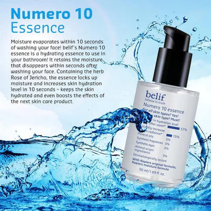 Belif Numero 10 Essence, Lightweight Hydrating Face Serum | Increases Skin's Hydration Instantly | Intensely hydrates, smooths, and replumps skin Korean Skin Care Products | (50 ml)