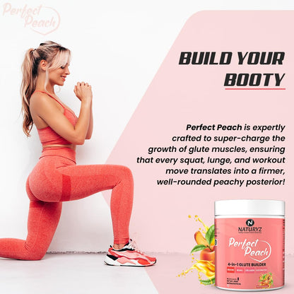 NATURYZ Perfect Peach 4-in-1 GLUTE BUILDER | Micronized Creatine Monohydrate for Women | Booty Gain Collagen | Vegan BCAA 2:1:1 | Electrolytes | Increase Lean Muscle Mass Gain â€“ 100g (Peach Flavour)