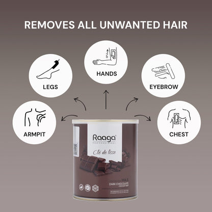 Raaga Professional Liposoluble Body Wax | Dark Chocolate (Contains Imported Ingredient) | Dermatologically Tested, Colophony Free | For All Skin Types (800 ml)