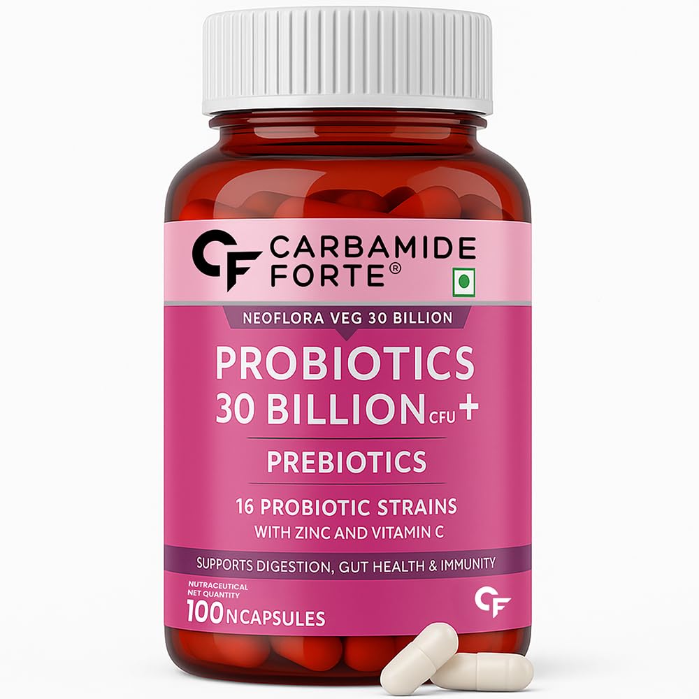 Carbamide Forte Probiotics Supplement 30 Billion for Women & Men - 100 Veg Capsules (Pack of 2)