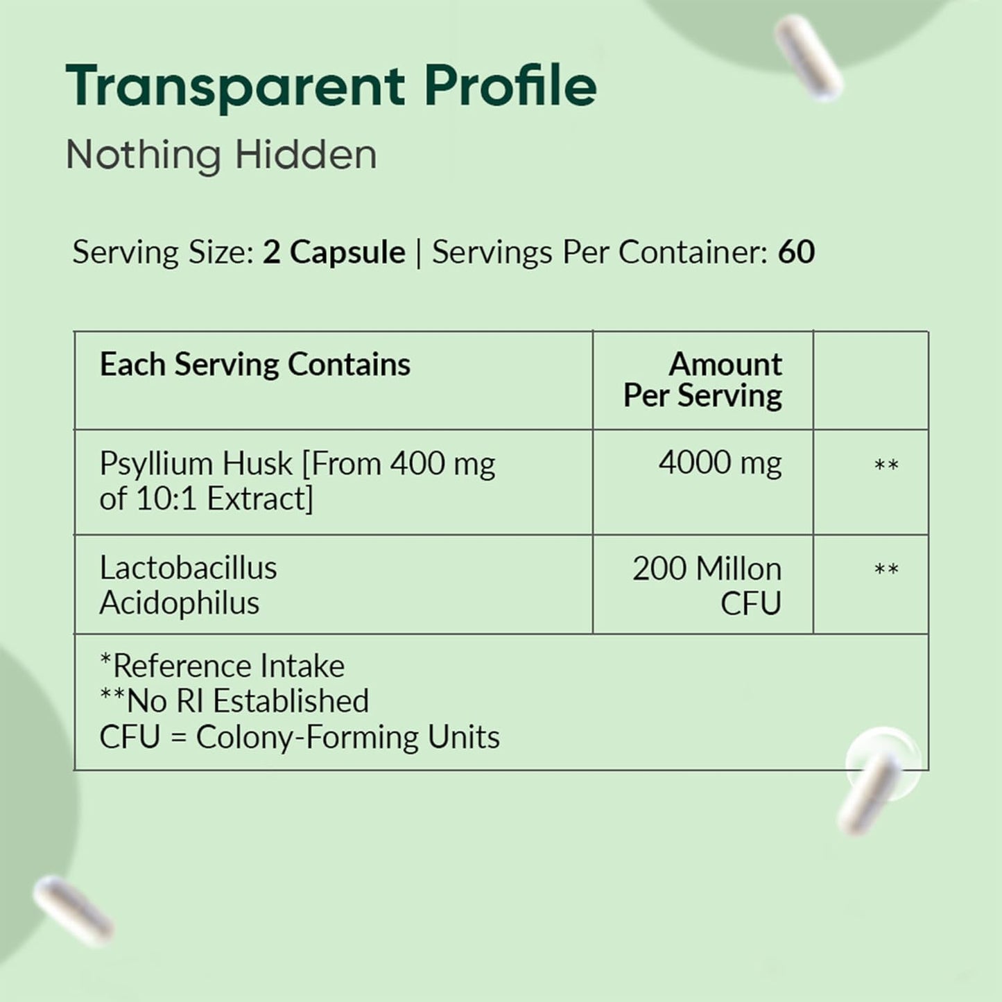 Ambrosial Psyllium Husk Capsules - 4000 MG with Probiotics: Detoxify and Revitalize Your Digestive System with Natural Fiber Support - 120 Vegan Capsules