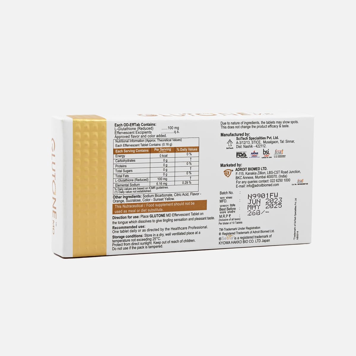 Glutone MD â€“ Glutathione Mouth-Dissolving Tablets| Made with Setria L-Glutathione (Japan) 100mg| Radiant Glow & Even Skin Tone| Pack of 30 Tablets (Orange)