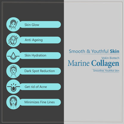 Vokin Biotech Marine Collagen 3000Mg With Biotin & Vitamin C For Skin|Hair|Nails (180 Tablets), 200 grams