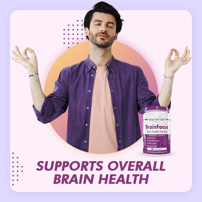 Healthyhey Nutrition BrainFocus - Natural Brain Health Formula for Memory & Focus - 60 Veg Capsules