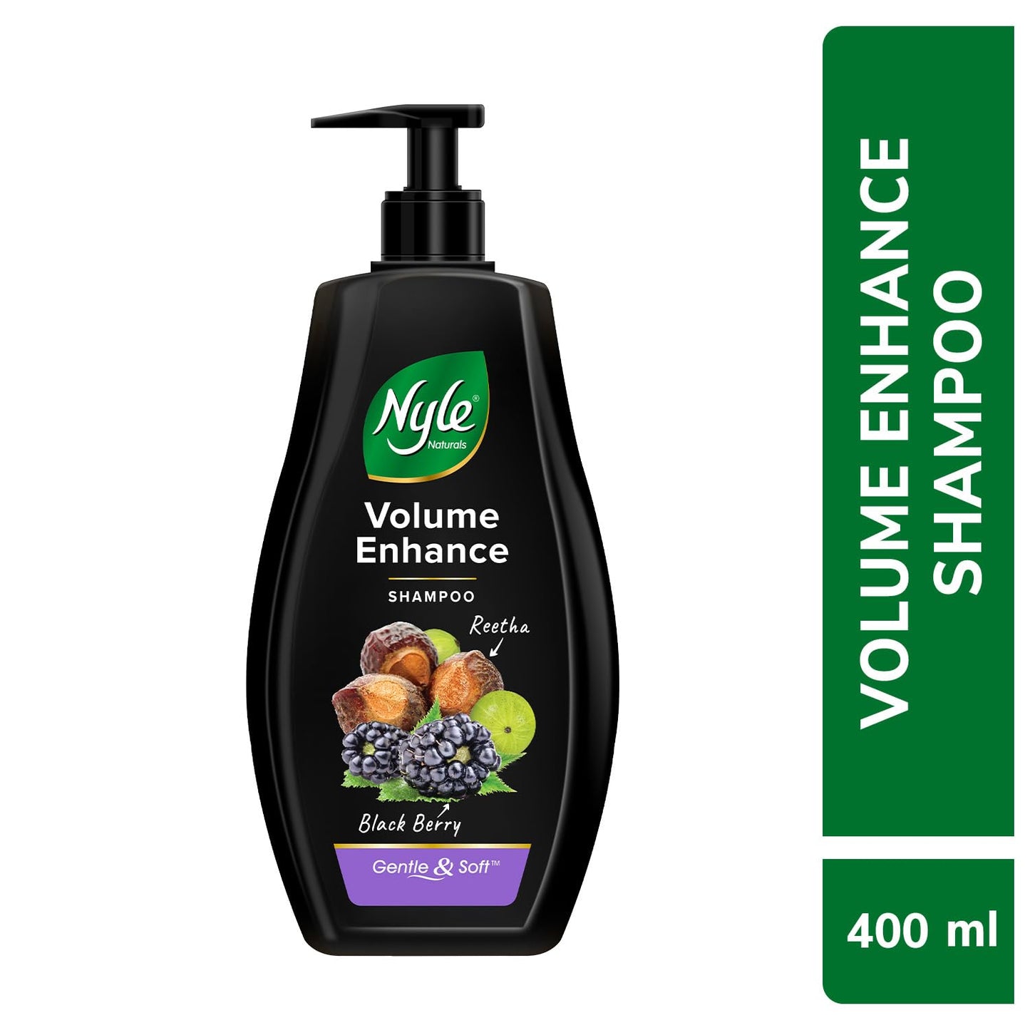 Nyle Naturals Volume Enhance Shampoo |For Voluminous Hair |With Reetha, Blackberry & Amla |Gentle & Soft Shampoo For Men & Women, 400ml