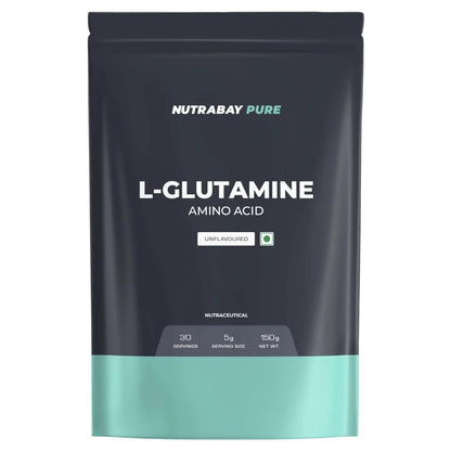 Nutrabay Pure L-Glutamine Powder 5000mg, Amino Acid - Post Workout Supplement for Muscle & Immunity Build Up - 150g, Unflavoured | 100% Authentic Supplement | No Banned Substances | Tested for Purity