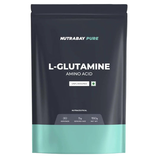 Nutrabay Pure L-Glutamine Powder 5000mg, Amino Acid - Post Workout Supplement for Muscle & Immunity Build Up - 150g, Unflavoured | 100% Authentic Supplement | No Banned Substances | Tested for Purity