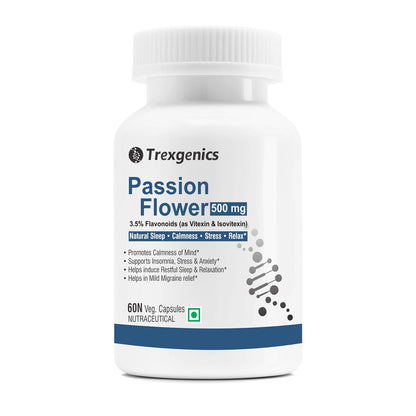 TrexgenicsÂ® PASSION FLOWER (3.5% Flavonoids as Vitexin/Isovitexin) 500mg Natural Sleep, Calmness, Stress, Relax (60 Vcaps) (1)