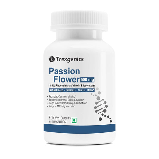TrexgenicsÂ® PASSION FLOWER (3.5% Flavonoids as Vitexin/Isovitexin) 500mg Natural Sleep, Calmness, Stress, Relax (60 Vcaps) (1)