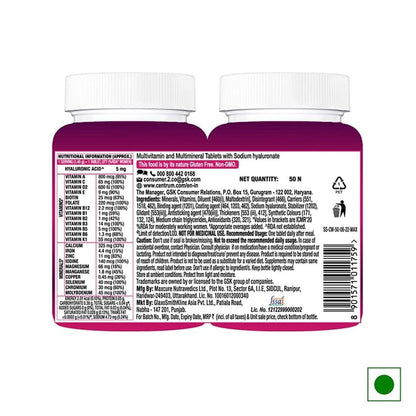 Centrum Women -Multivitamin Tablet for Women|With 23 Vital Nutrients including Zinc,Magnesium,Vitamin B,C,D, Calcium for Energy, Immunity,Radiance,Strong Bones and Overall Health|Veg - 50 tablets