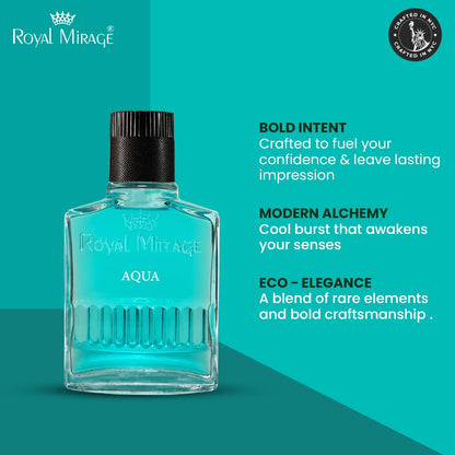 Royal Mirage Aqua Aftershave | Refreshing Lotion for Men | Lemon, Rose & Sandalwood Notes | Post-shave Lotion | Ideal for Events, Meetings & Date Nights | Grooming Essentials for Men | 100ml