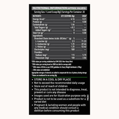 MuscleBlaze BCAA Pro Powder, Powerful Intra Workout (240g, 30 Servings) | With 5g BCAAs & 500mg Electrolytes
