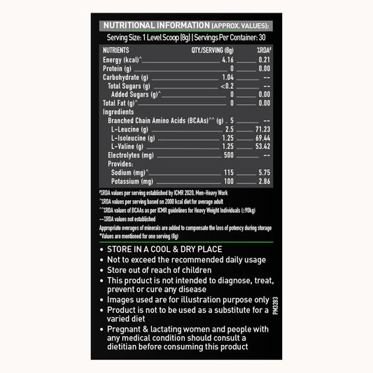 MuscleBlaze BCAA Pro Powder, Powerful Intra Workout (240g, 30 Servings) | With 5g BCAAs & 500mg Electrolytes