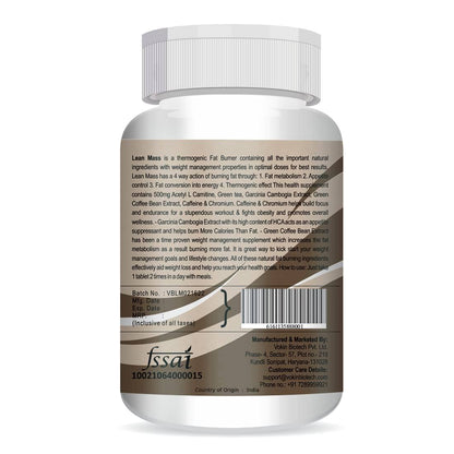 Vokin Biotech Lean Mass Thermogenic Fat Burner with Green tea Extract, N Acetyl L Carnitine, Garcinia Cambogia Weight loss product for Men & Women (60 Tablets)