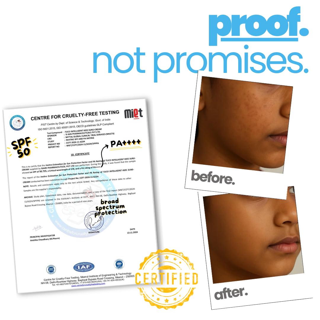 Tuco® Kids Gel Sunscreen SPF 50 with Aloe Vera | UVA/UVB PA++++ | Broad Spectrum Protection | Benzophenone- 3 and Avobenzone Free | Ages 2-5, 5-10, 10-15 | 50gm