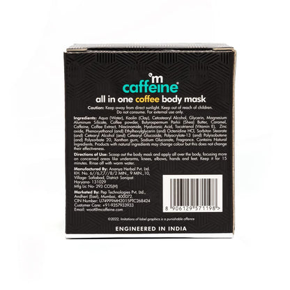 mCaffeine Coffee Body Scrub Mask with Niacinamide for Tan Removal & Depigmentation | Reduces Dark Skin Patches, Nourishes & Hydrates | De-Tan Body Mask for Women & Men | Natural & 100% Vegan