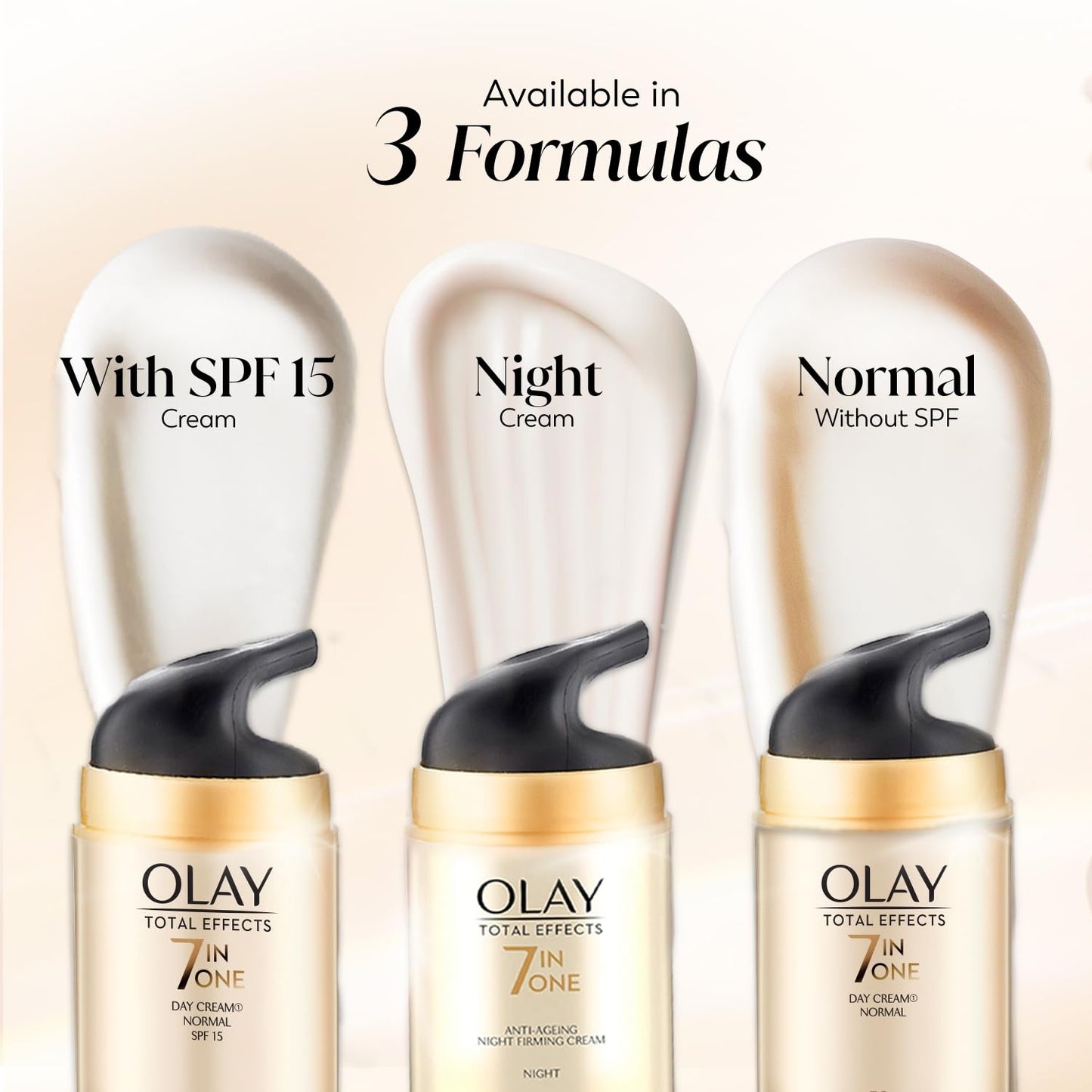 Olay Total Effects Day Cream |with Vitamin B5, Niacinamide, Green Tea, SPF 15 |Fights 7 signs of ageing for glowing, hydrated and younger looking skin with UV protection |Suitable for Normal, Dry, Oily & Combination skin |50 gm