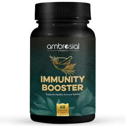 Ambrosial Herbal Immunity Booster Immunity Supplements with Blend of 6 Natural Herbs: Amla, Ashwagandha, Giloy, Turmeric, Black Pepper & Licorice | Immune Booster for Adults (Pack of 1 60 Capsules)