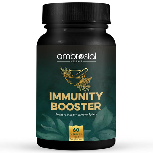 Ambrosial Herbal Immunity Booster Immunity Supplements with Blend of 6 Natural Herbs: Amla, Ashwagandha, Giloy, Turmeric, Black Pepper & Licorice | Immune Booster for Adults (Pack of 1 60 Capsules)