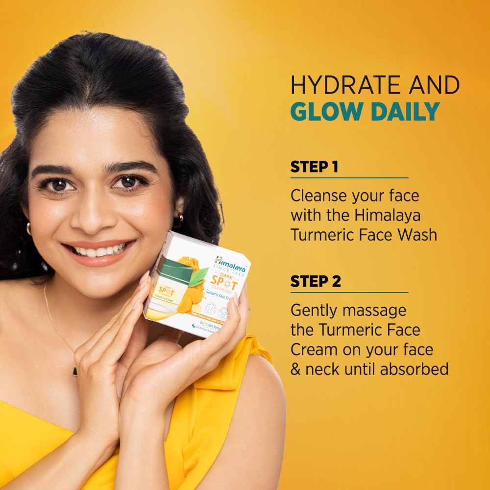 Himalaya Dark Spot Clearing Turmeric Face Cream | Organically sourced Turmeric | Reduce dark spots in 7 days | 2% Glycolic Acid & 2% Niacinamide | 50g