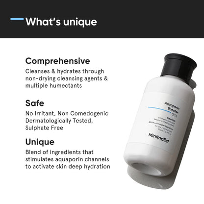 Minimalist 5% Aquaporin Booster | Hydrating Face Wash For Dry Skin with Hyaluronic Acid | Sulphate Free | Non-drying Cleanser | For Women & Men (100 ml)