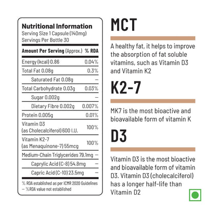 Unived Basics D3+K2 (MK-7) | Vegan Vitamin D3 600 IU & Vitamin K2-7 (MenaquinGold) 55mcg | Immunity, Heart, Muscle, & Bone Health | Plant-Based & Natural | 30 Vegan Capsules