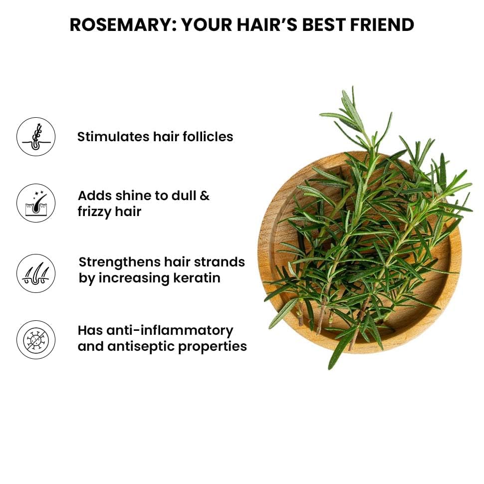 ThriveCo Rosemary Water Hair Spray | 100% Natural Rosemary Extract, Rice Water & Hyaluronic Acid | For Hair Growth & Hair Fall Control | Adds Shine & Conditions | Lightweight | For Men & Women, 100ml