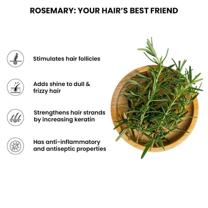 ThriveCo Rosemary Water Hair Spray | 100% Natural Rosemary Extract, Rice Water & Hyaluronic Acid | For Hair Growth & Hair Fall Control | Adds Shine & Conditions | Lightweight | For Men & Women, 100ml