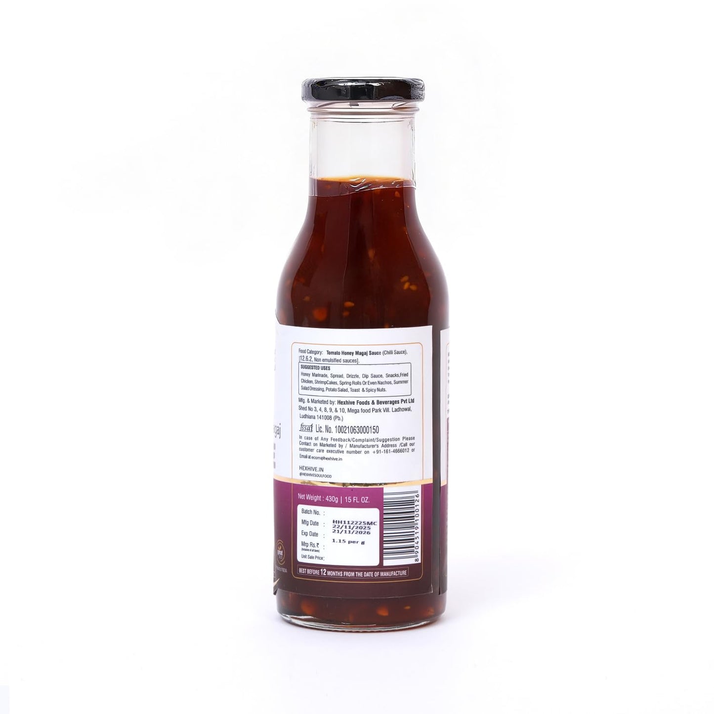 Hexhive Tomato Magaj Honey Sauce | Sweet & Tangy Tomato Spread with Raw Honey & Melon Seeds | No Refined Sugar | Healthy Dip & Spread for Snacks, Parathas, Sandwiches, Fries | 430g