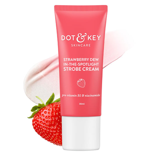 DOT & KEY Strawberry Dew Strobe Cream For Face Skin Radiance Cream | Moisturizer & Highlighter For Face | For Dewy Glazed Instant Glow | Boosts Hydration | For All Skin Types | For Women & Men | 30Ml