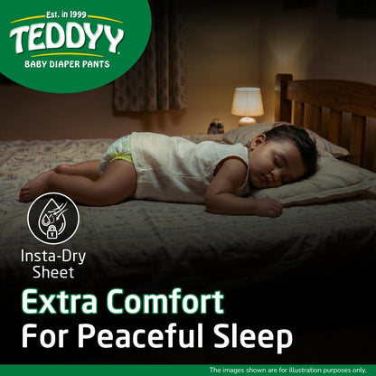 TEDDYY Easy Baby M Size Diaper Pant Style | 74 Count (Medium) | 7–12 kg (Pack of 1) | Long Protection Hours | Anti-Bacterial | Airy Breathable Fit | Rapid Soaker Channels with Wetness Indicator