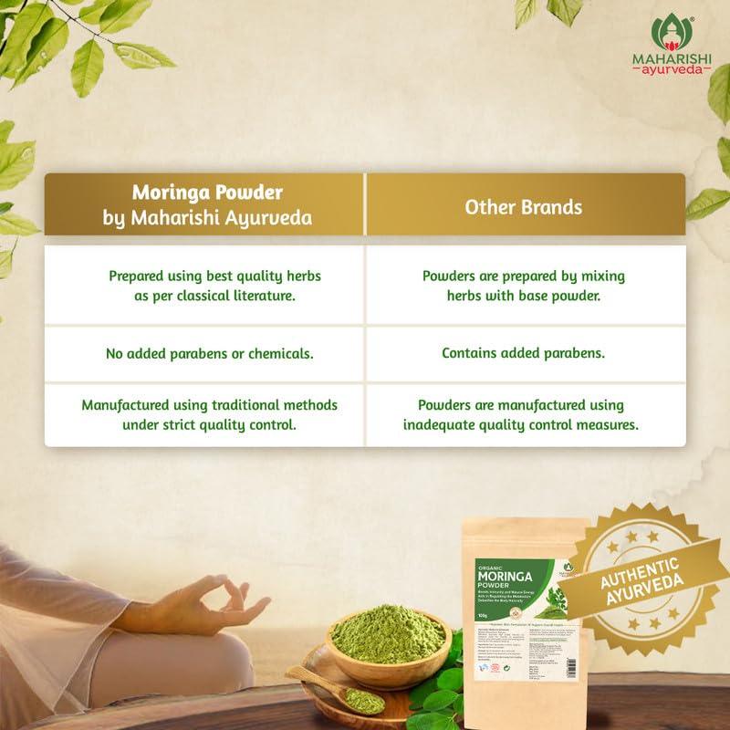 Maharishi Ayurveda Organic Moringa Powder , Certified Organic Moringa Churna from Pure Moringa Leaves for Skin & Hair Health, Detoxification and Natural Source of Protein