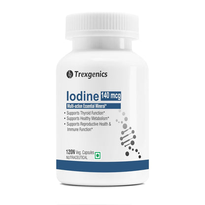 Trexgenics Iodine 140 mcg from Potassium Iodide Multi-Action Mineral for Thyroid Function, Metabolism, Immunity (120 Veg. Capsules)