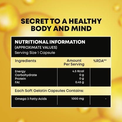 Zeelab Omega 3 Fish Oil Capsules with EPA & DHA â€“ Supports Heart, Brain, Eye, Joint Health â€“ Helps Maintain Cholesterol & Triglyceride Levels â€“ For Men & Women â€“ 1000mg Softgels